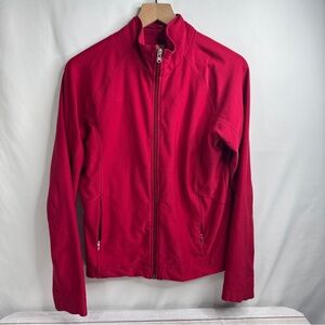 Lucy Red Lightweight Shirt Jacket with Stand-Up Collar